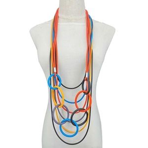 Multicolor Long Neck Long Statement Necklace